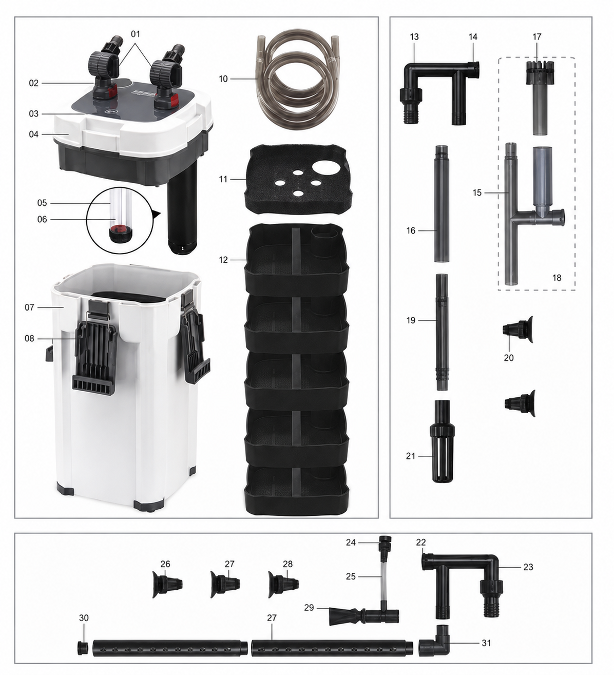 Sobo 903F UV Lambalı Dış Filtre 9W 1000L/S
